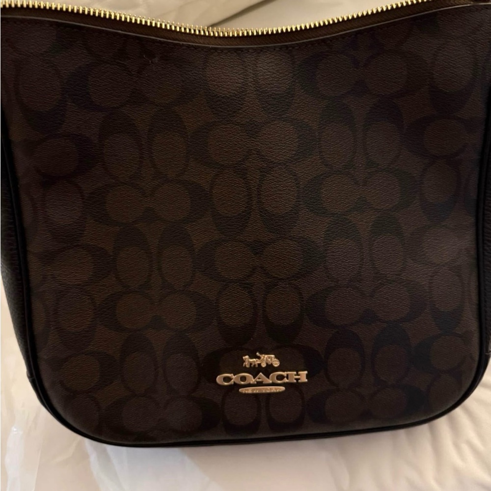 Coach Dark Brown Logo Shoulder Bag